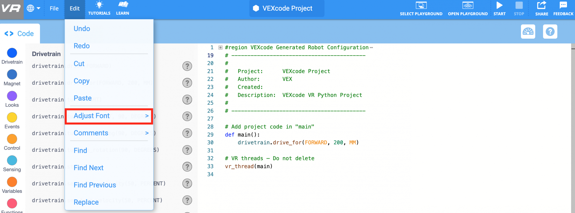 Unit 1 Introduction And Fundamentals Lesson 4 Tips And Tricks With Vexcode Vr Python Vex